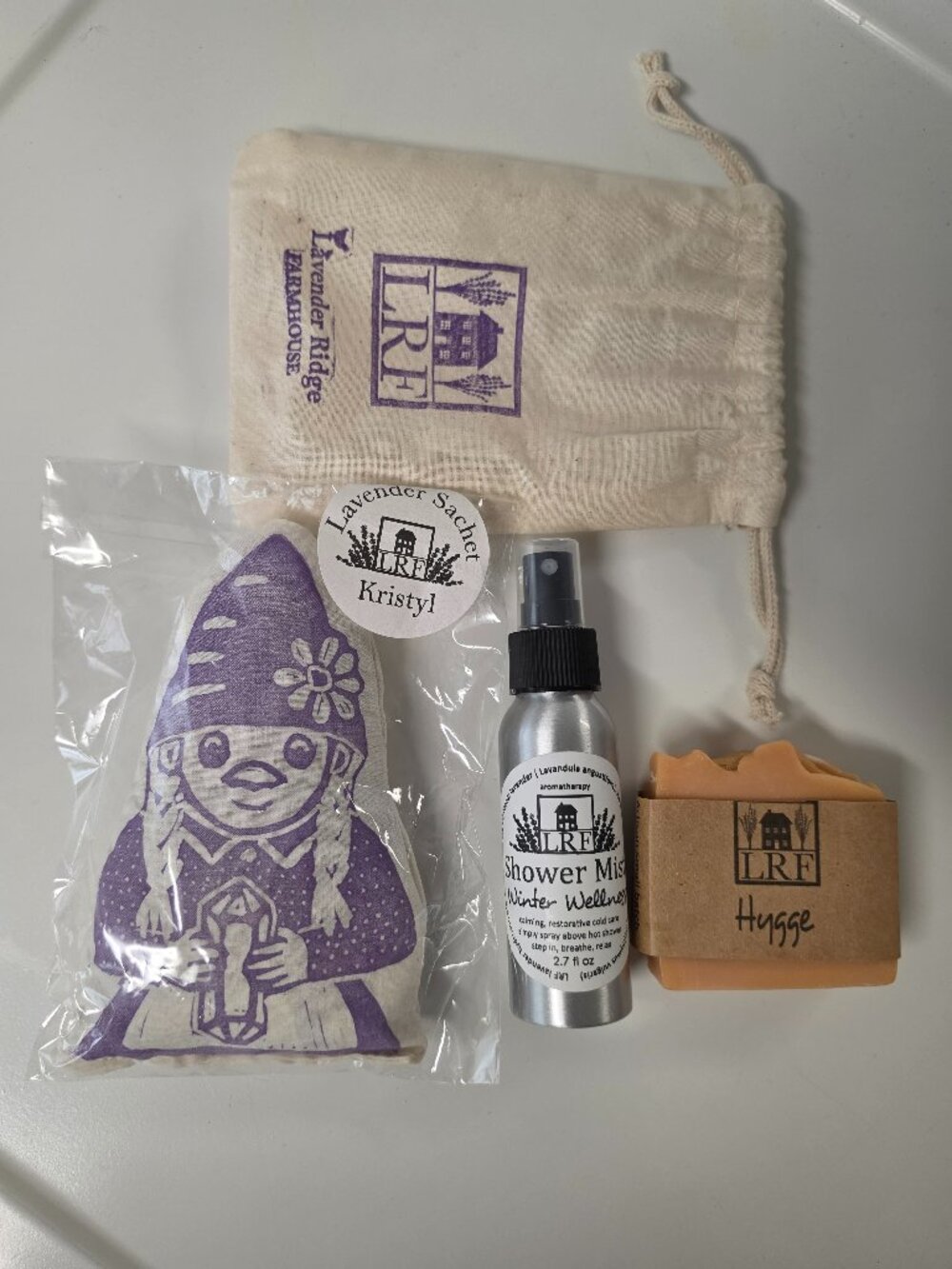 Set of Handmade lavander-themed spa and welness products
